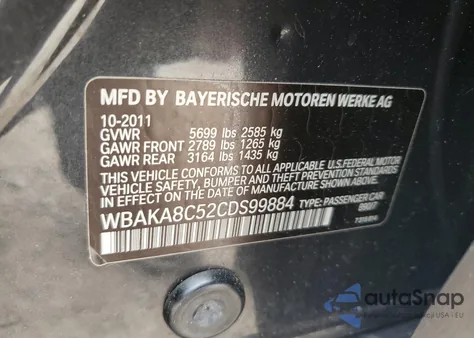 2012 BMW 750 I from USA, damaged, VIN WBAKA8C52CDS99884